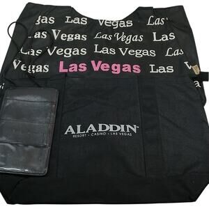 3 Piece Vintage 90s Las Vegas Alladin Casino Black Totes Neck Card Holder